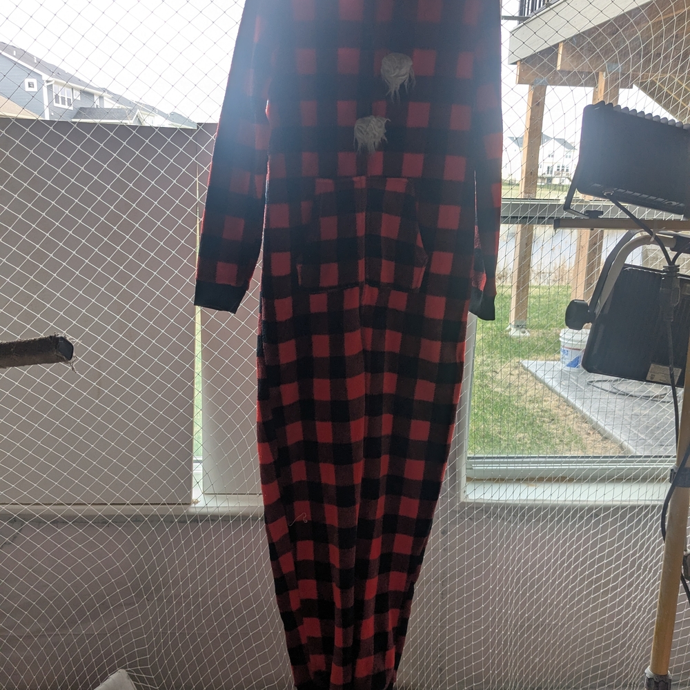 Red and Black Plaid Jumpsuit